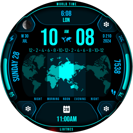 World Time Zone Watch Face 051